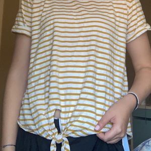Yellow and White Striped T-shirt.
